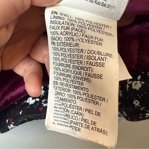 Roxy Black Floral Dry Flight Girl’s Snowboarding Faux Fur Hooded Jacket Sz XXL - Picture 9 of 13